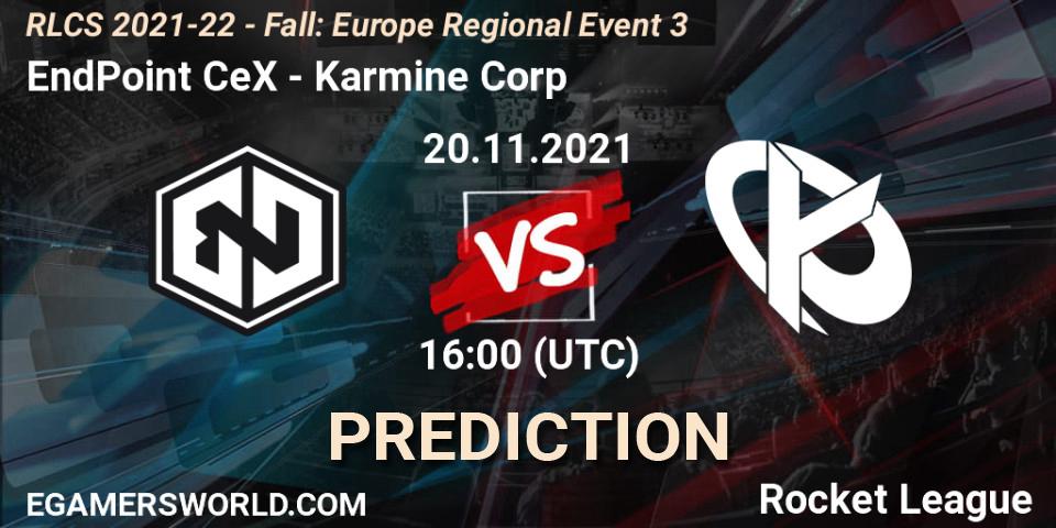 EndPoint CeX vs Karmine Corp: Match Prediction. 20.11.2021 at 16:00, Rocket League, RLCS 2021-22 - Fall: Europe Regional Event 3
