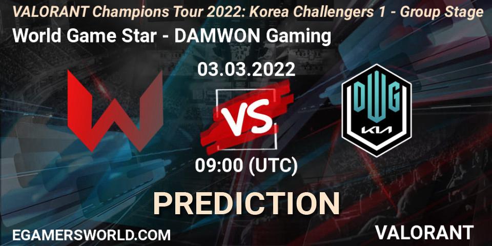 World Game Star vs DAMWON Gaming: Match Prediction. 03.03.2022 at 10:00, VALORANT, VCT 2022: Korea Challengers 1 - Group Stage