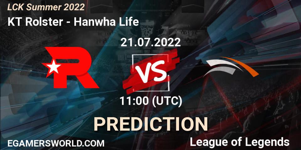 KT Rolster vs Hanwha Life: Match Prediction. 21.07.2022 at 11:00, LoL, LCK Summer 2022