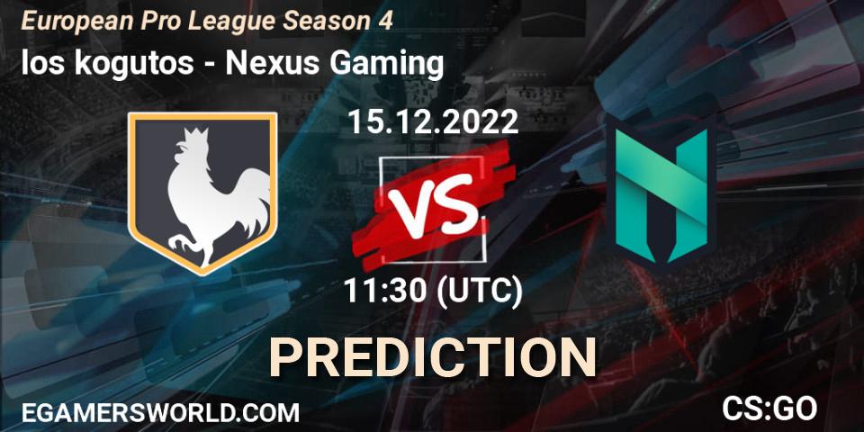 los kogutos vs Nexus Gaming: Match Prediction. 15.12.2022 at 12:00, Counter-Strike (CS2), European Pro League Season 4