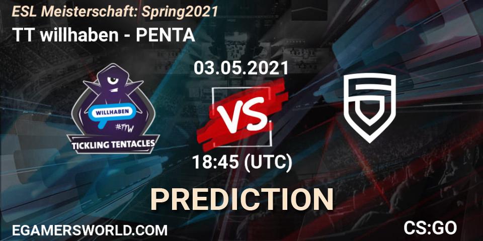 TT willhaben vs PENTA: Match Prediction. 03.05.21, CS2 (CS:GO), ESL Meisterschaft: Spring 2021
