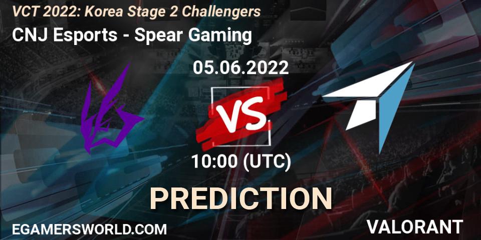 CNJ Esports vs Spear Gaming: Match Prediction. 05.06.2022 at 09:30, VALORANT, VCT 2022: Korea Stage 2 Challengers