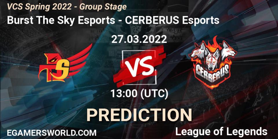 Burst The Sky Esports vs CERBERUS Esports: Match Prediction. 27.03.2022 at 12:45, LoL, VCS Spring 2022 - Group Stage 