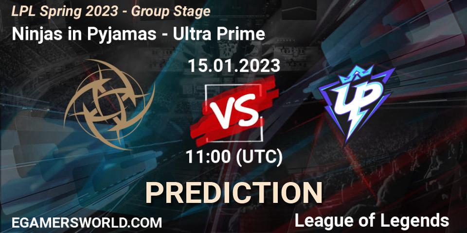 Ninjas in Pyjamas vs Ultra Prime: Match Prediction. 15.01.2023 at 12:00, LoL, LPL Spring 2023 - Group Stage