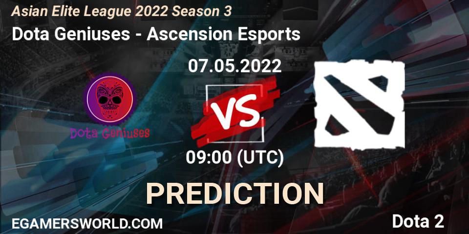 Dota Geniuses vs Ascension Esports: Match Prediction. 07.05.2022 at 08:57, Dota 2, Asian Elite League 2022 Season 3