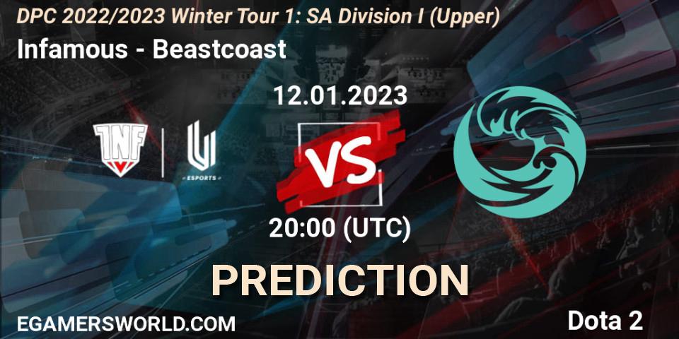 Infamous vs Beastcoast: Match Prediction. 12.01.23, Dota 2, DPC 2022/2023 Winter Tour 1: SA Division I (Upper) 