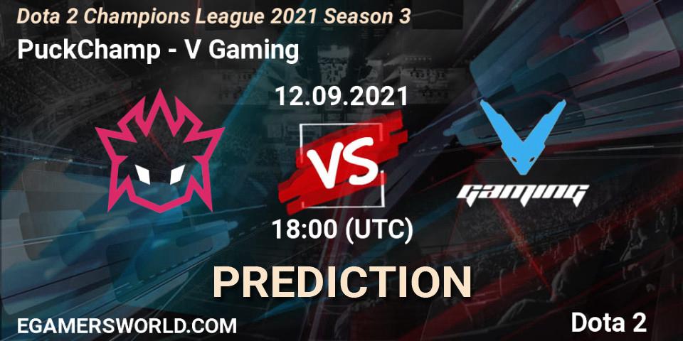 PuckChamp vs V Gaming: Match Prediction. 12.09.2021 at 18:59, Dota 2, Dota 2 Champions League 2021 Season 3