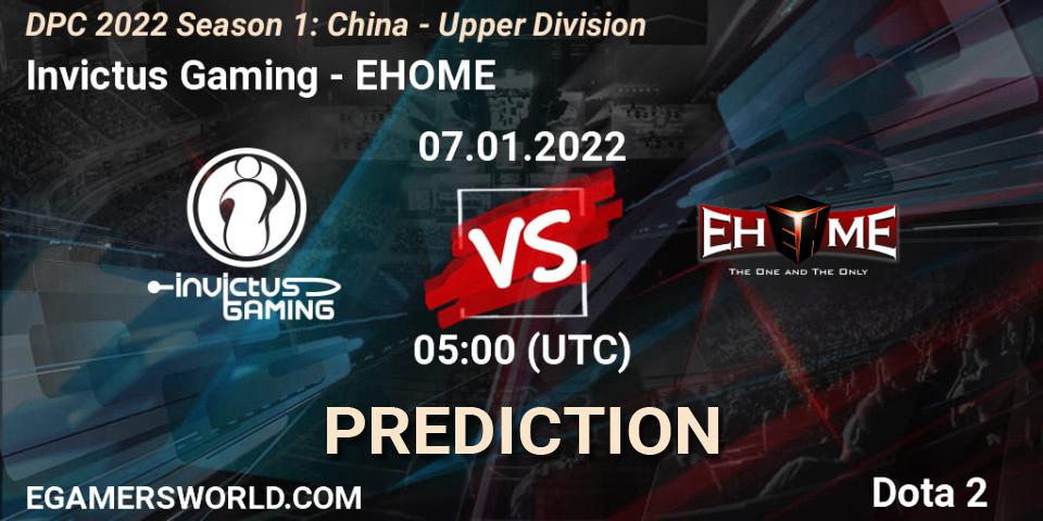Invictus Gaming vs EHOME: Match Prediction. 07.01.2022 at 04:58, Dota 2, DPC 2022 Season 1: China - Upper Division