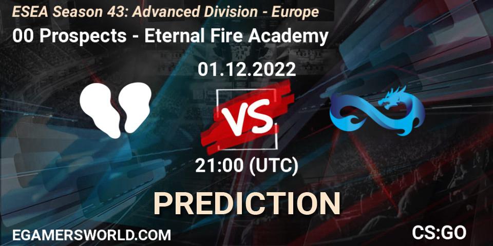 00 Prospects vs Eternal Fire Academy: Match Prediction. 02.12.22, CS2 (CS:GO), ESEA Season 43: Advanced Division - Europe