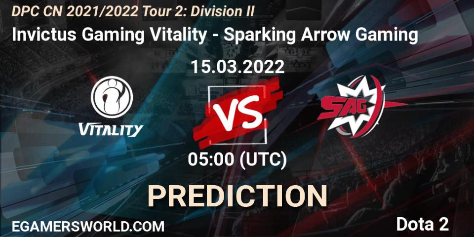Invictus Gaming Vitality vs Sparking Arrow Gaming: Match Prediction. 15.03.22, Dota 2, DPC 2021/2022 Tour 2: CN Division II (Lower)