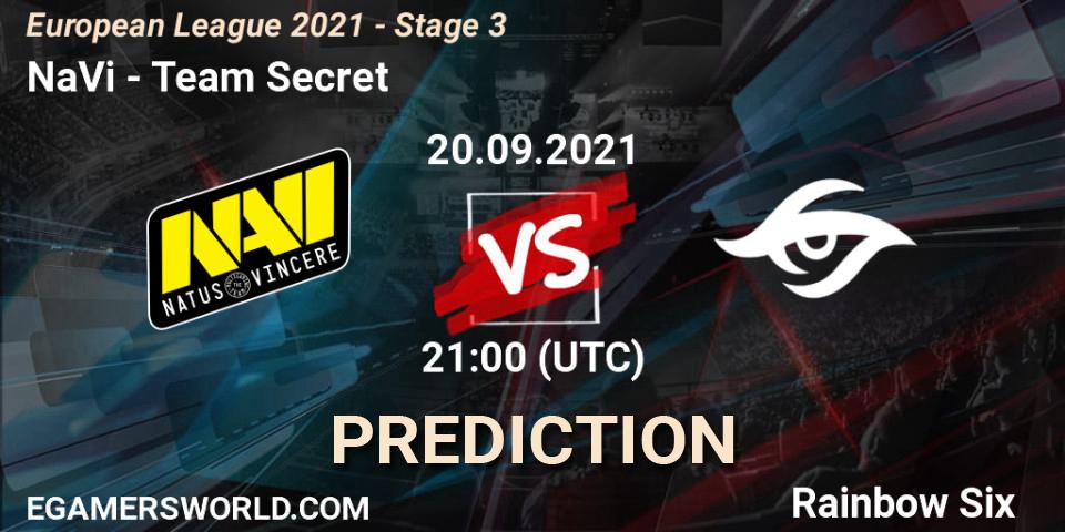 NaVi vs Team Secret: Match Prediction. 20.09.21, Rainbow Six, European League 2021 - Stage 3