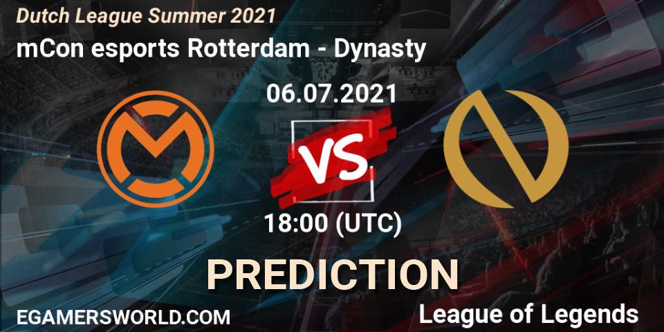 mCon esports Rotterdam vs Dynasty: Match Prediction. 06.07.2021 at 18:00, LoL, Dutch League Summer 2021