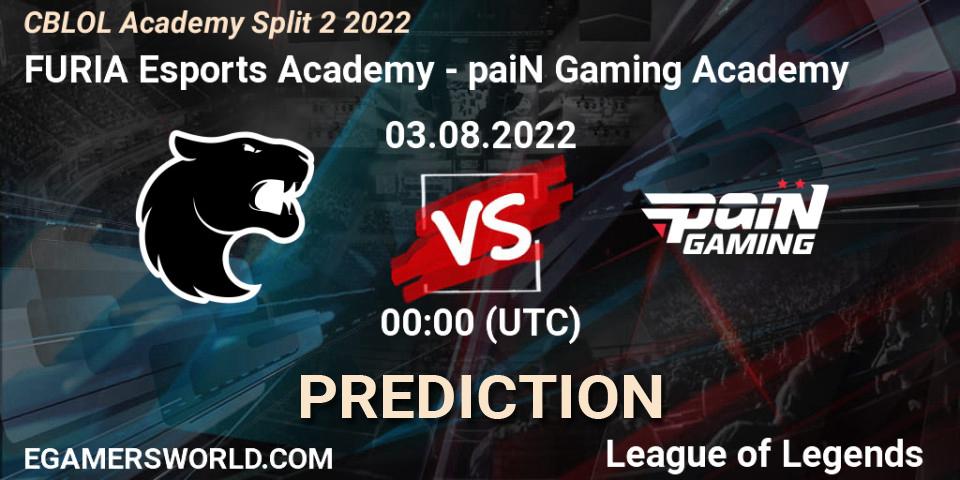 FURIA Esports Academy vs paiN Gaming Academy: Match Prediction. 03.08.2022 at 00:00, LoL, CBLOL Academy Split 2 2022
