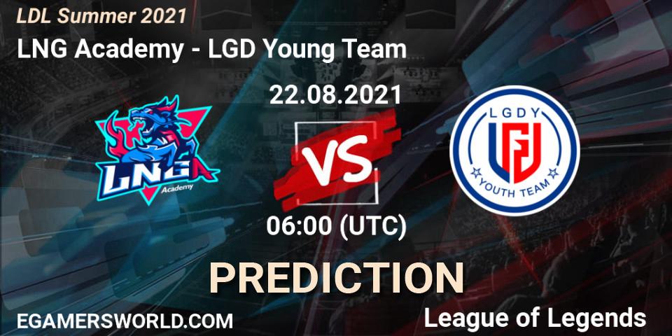 LNG Academy vs LGD Young Team: Match Prediction. 22.08.2021 at 06:00, LoL, LDL Summer 2021