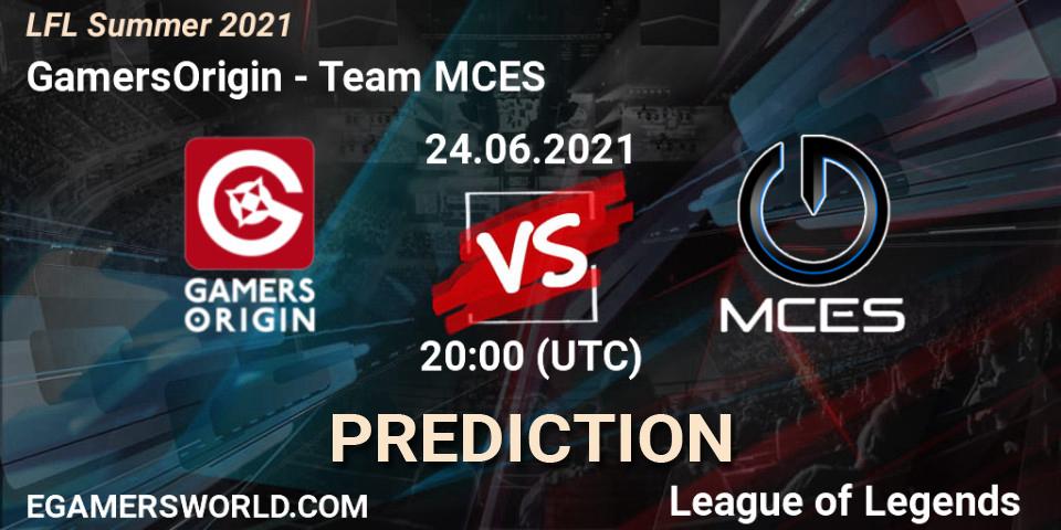 GamersOrigin vs Team MCES: Match Prediction. 24.06.2021 at 20:00, LoL, LFL Summer 2021