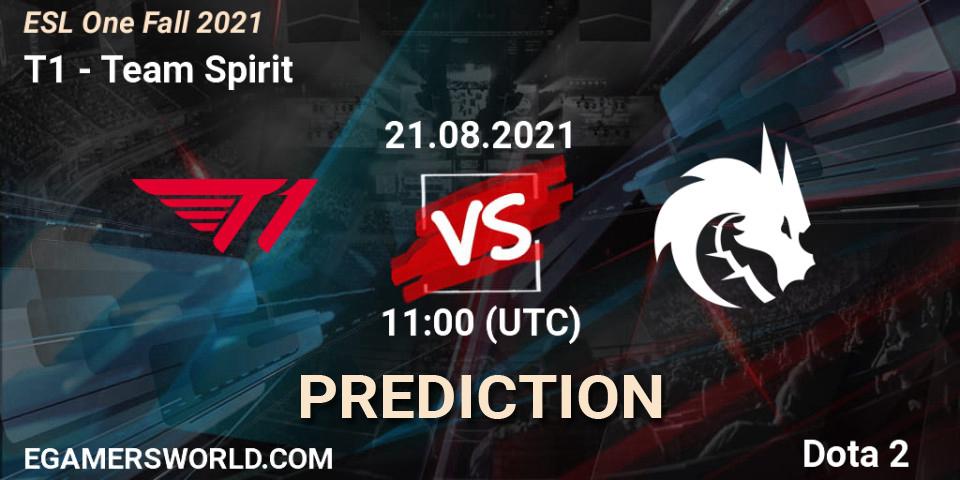 T1 vs Team Spirit: Match Prediction. 21.08.2021 at 11:45, Dota 2, ESL One Fall 2021