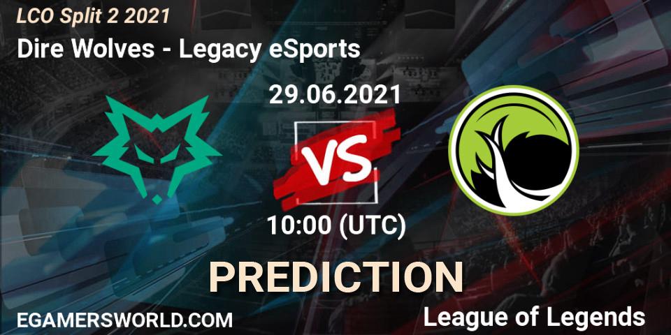Dire Wolves vs Legacy eSports: Match Prediction. 29.06.21, LoL, LCO Split 2 2021