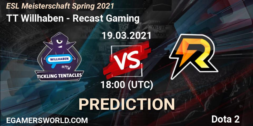 TT Willhaben vs Recast Gaming: Match Prediction. 19.03.2021 at 18:03, Dota 2, ESL Meisterschaft Spring 2021