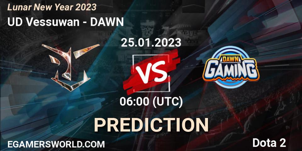 UD Vessuwan vs DAWN: Match Prediction. 25.01.23, Dota 2, Lunar New Year 2023