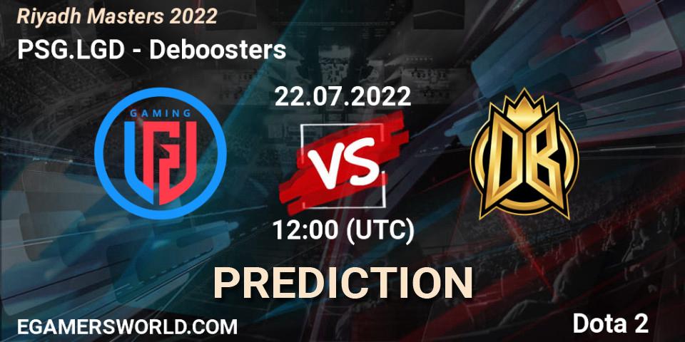PSG.LGD vs Deboosters: Match Prediction. 22.07.2022 at 12:00, Dota 2, Riyadh Masters 2022