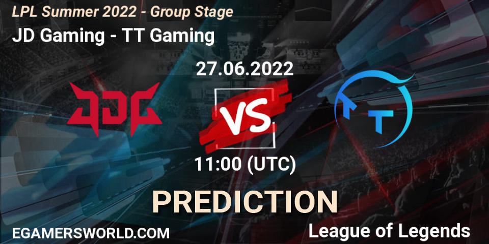 JD Gaming vs TT Gaming: Match Prediction. 27.06.22, LoL, LPL Summer 2022 - Group Stage