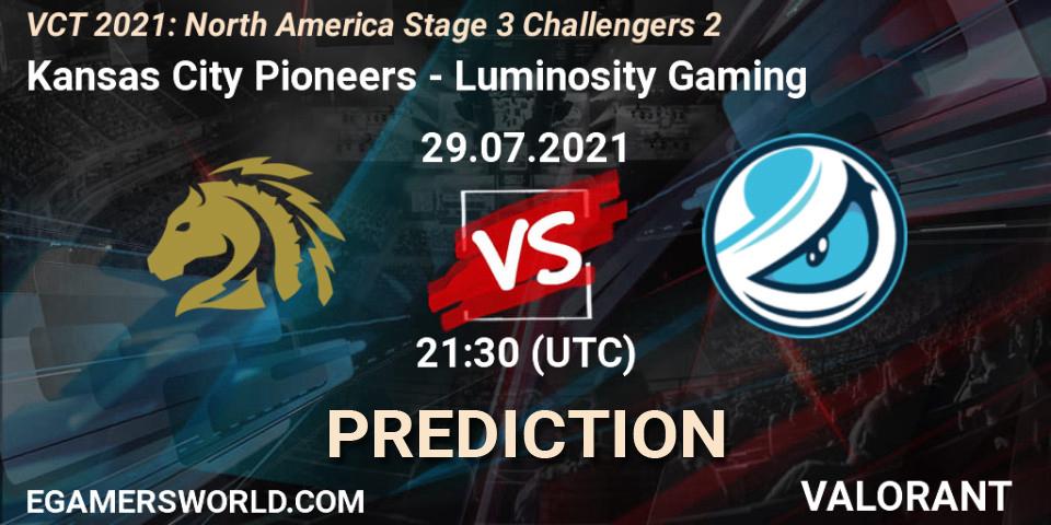 Kansas City Pioneers vs Luminosity Gaming: Match Prediction. 29.07.2021 at 23:00, VALORANT, VCT 2021: North America Stage 3 Challengers 2