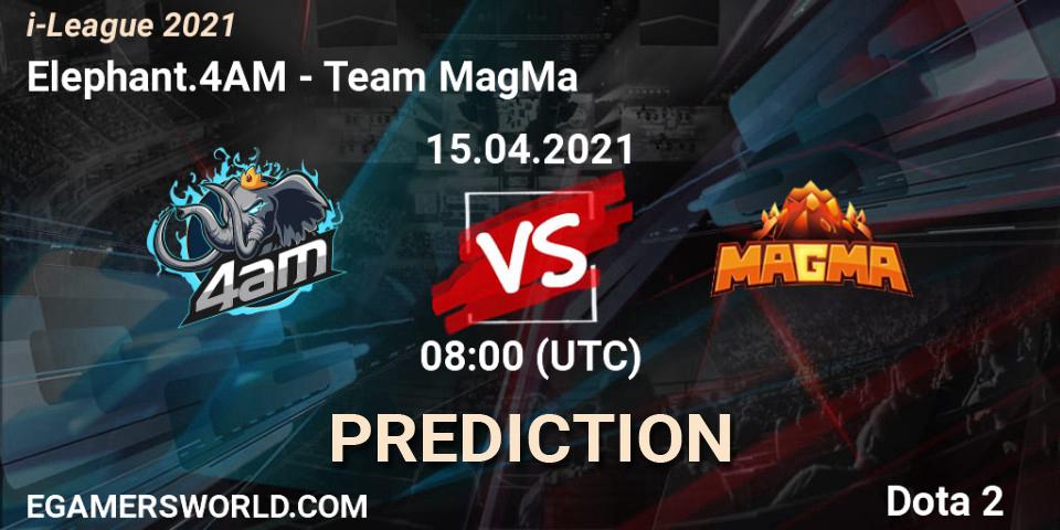 Elephant.4AM vs Team MagMa: Match Prediction. 15.04.2021 at 08:06, Dota 2, i-League 2021 Season 1