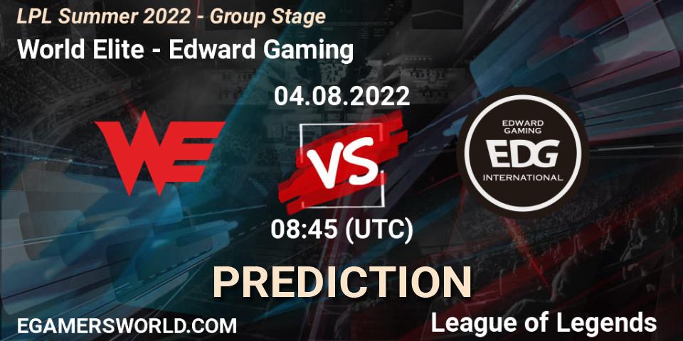 World Elite vs Edward Gaming: Match Prediction. 04.08.22, LoL, LPL Summer 2022 - Group Stage