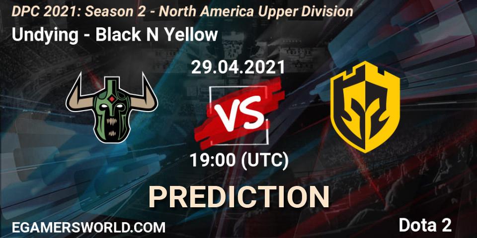 Undying vs Black N Yellow: Match Prediction. 29.04.2021 at 19:07, Dota 2, DPC 2021: Season 2 - North America Upper Division 