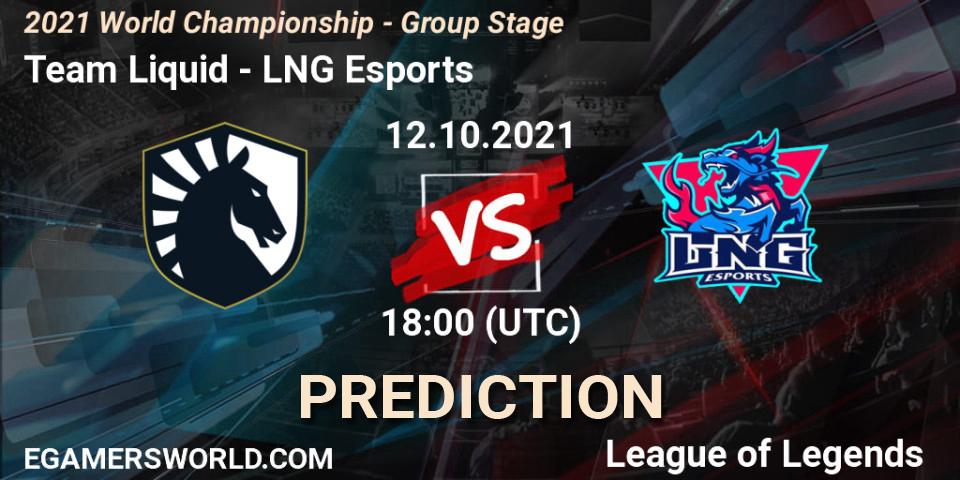 Team Liquid vs LNG Esports: Match Prediction. 18.10.2021 at 12:00, LoL, 2021 World Championship - Group Stage