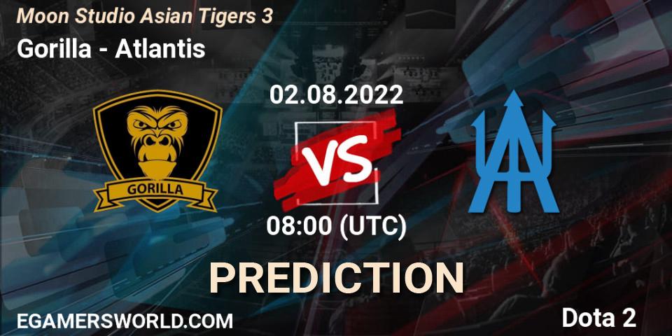 Gorilla vs Atlantis: Match Prediction. 02.08.2022 at 08:00, Dota 2, Moon Studio Asian Tigers 3