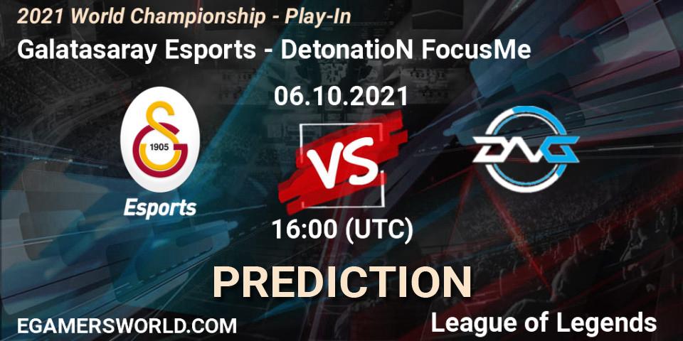 Galatasaray Esports vs DetonatioN FocusMe: Match Prediction. 06.10.2021 at 16:00, LoL, 2021 World Championship - Play-In