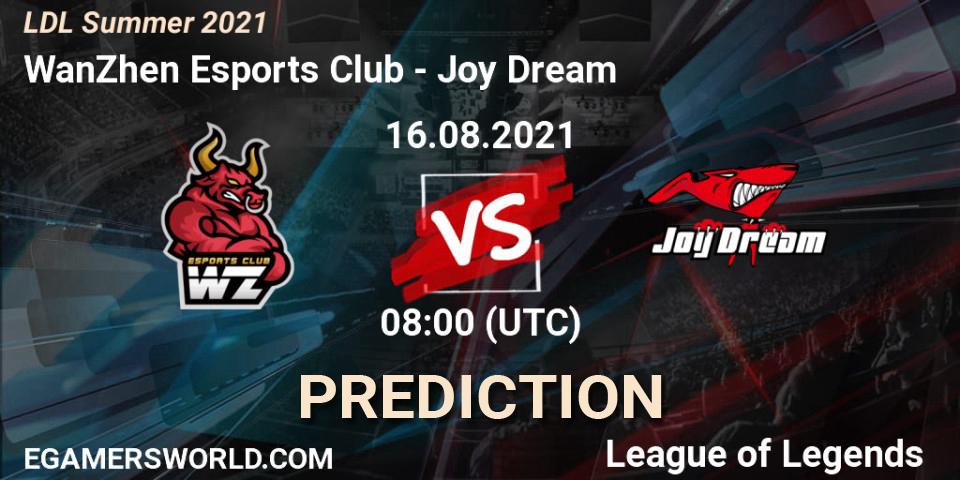 WanZhen Esports Club vs Joy Dream: Match Prediction. 16.08.2021 at 08:20, LoL, LDL Summer 2021