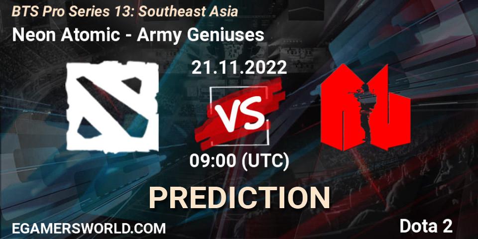 Neon Atomic vs Army Geniuses: Match Prediction. 21.11.22, Dota 2, BTS Pro Series 13: Southeast Asia