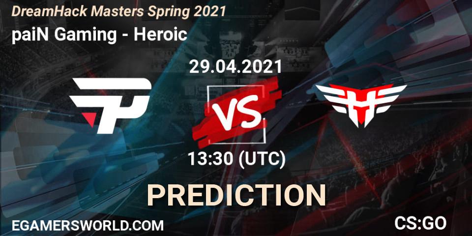 paiN Gaming vs Heroic: Match Prediction. 29.04.2021 at 14:25, Counter-Strike (CS2), DreamHack Masters Spring 2021