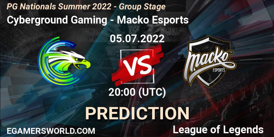 Cyberground Gaming vs Macko Esports: Match Prediction. 05.07.2022 at 20:00, LoL, PG Nationals Summer 2022 - Group Stage