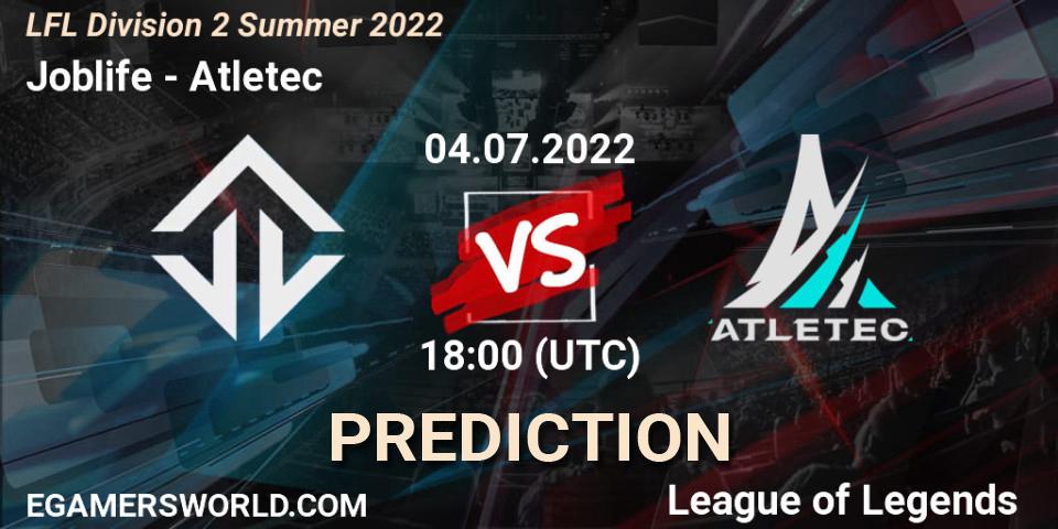 Joblife vs Atletec: Match Prediction. 04.07.22, LoL, LFL Division 2 Summer 2022