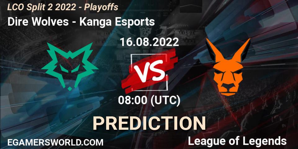 Dire Wolves vs Kanga Esports: Match Prediction. 16.08.2022 at 08:00, LoL, LCO Split 2 2022 - Playoffs