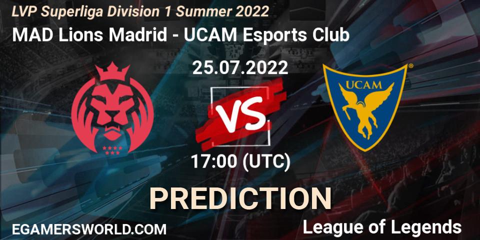 MAD Lions Madrid vs UCAM Esports Club: Match Prediction. 25.07.2022 at 17:00, LoL, LVP Superliga Division 1 Summer 2022