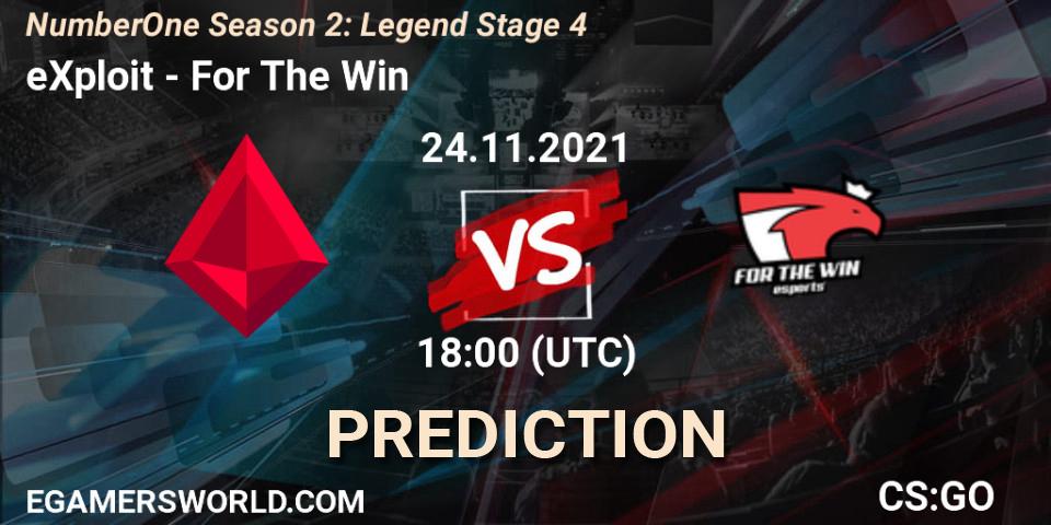 eXploit vs For The Win: Match Prediction. 24.11.2021 at 18:00, Counter-Strike (CS2), NumberOne Season 2: Legend Stage 4