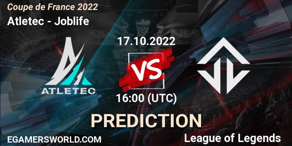 Atletec vs Joblife: Match Prediction. 17.10.22, LoL, Coupe de France 2022