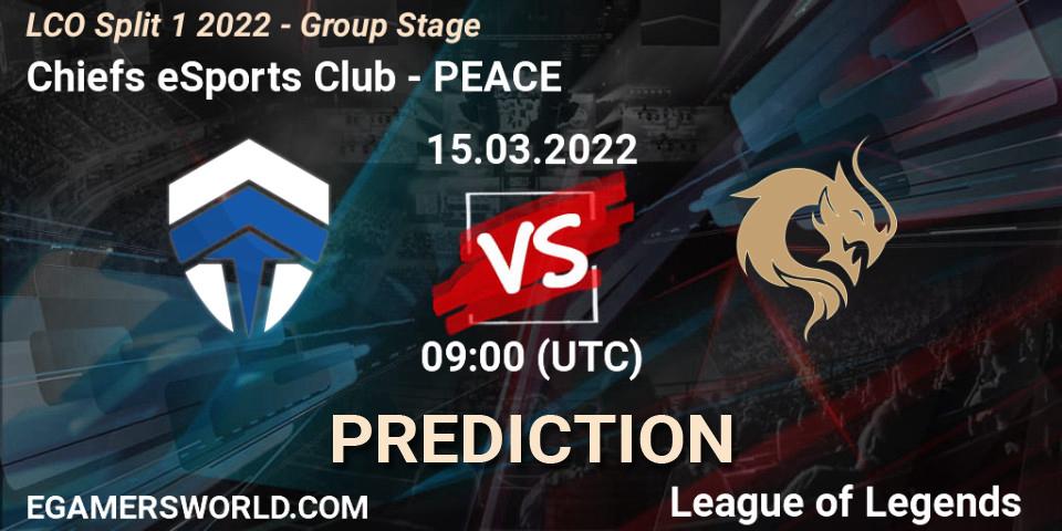 Chiefs eSports Club vs PEACE: Match Prediction. 15.03.2022 at 09:00, LoL, LCO Split 1 2022 - Group Stage 