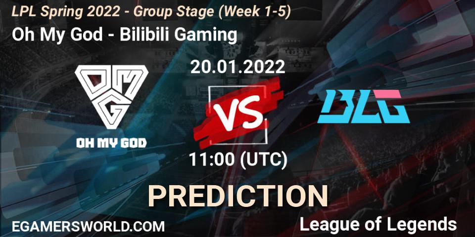 Oh My God vs Bilibili Gaming: Match Prediction. 20.01.2022 at 12:00, LoL, LPL Spring 2022 - Group Stage (Week 1-5)
