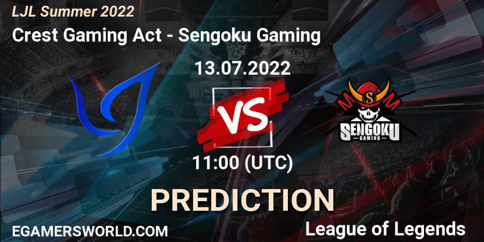 Crest Gaming Act vs Sengoku Gaming: Match Prediction. 13.07.2022 at 11:15, LoL, LJL Summer 2022