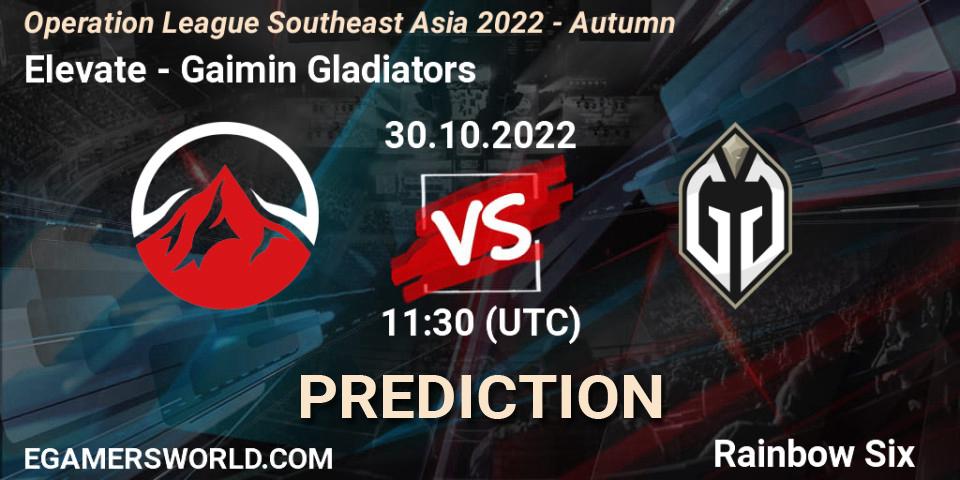 Elevate vs Gaimin Gladiators: Match Prediction. 30.10.2022 at 11:30, Rainbow Six, Operation League Southeast Asia 2022 - Autumn