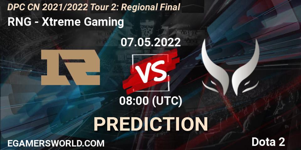 RNG vs Xtreme Gaming: Match Prediction. 07.05.2022 at 08:00, Dota 2, DPC CN 2021/2022 Tour 2: Regional Final