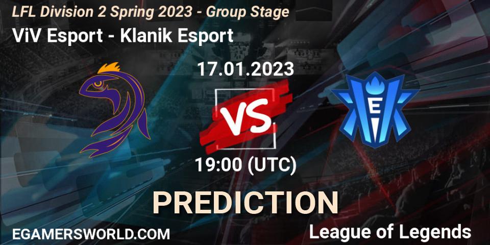 ViV Esport vs Klanik Esport: Match Prediction. 17.01.2023 at 19:00, LoL, LFL Division 2 Spring 2023 - Group Stage
