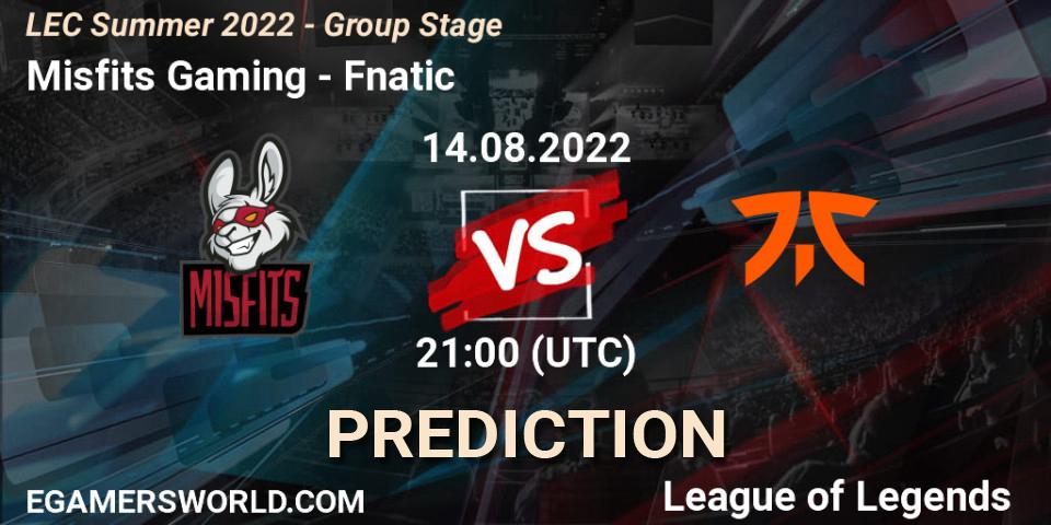 Misfits Gaming vs Fnatic: Match Prediction. 14.08.22, LoL, LEC Summer 2022 - Group Stage