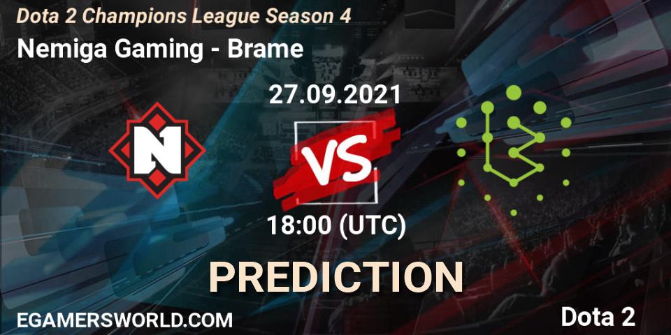 Nemiga Gaming vs Brame: Match Prediction. 27.09.2021 at 18:57, Dota 2, Dota 2 Champions League Season 4
