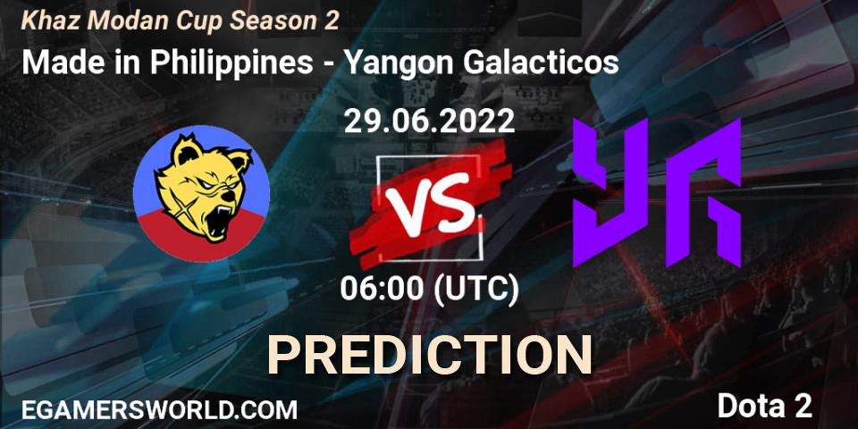 Made in Philippines vs Yangon Galacticos: Match Prediction. 29.06.2022 at 06:02, Dota 2, Khaz Modan Cup Season 2